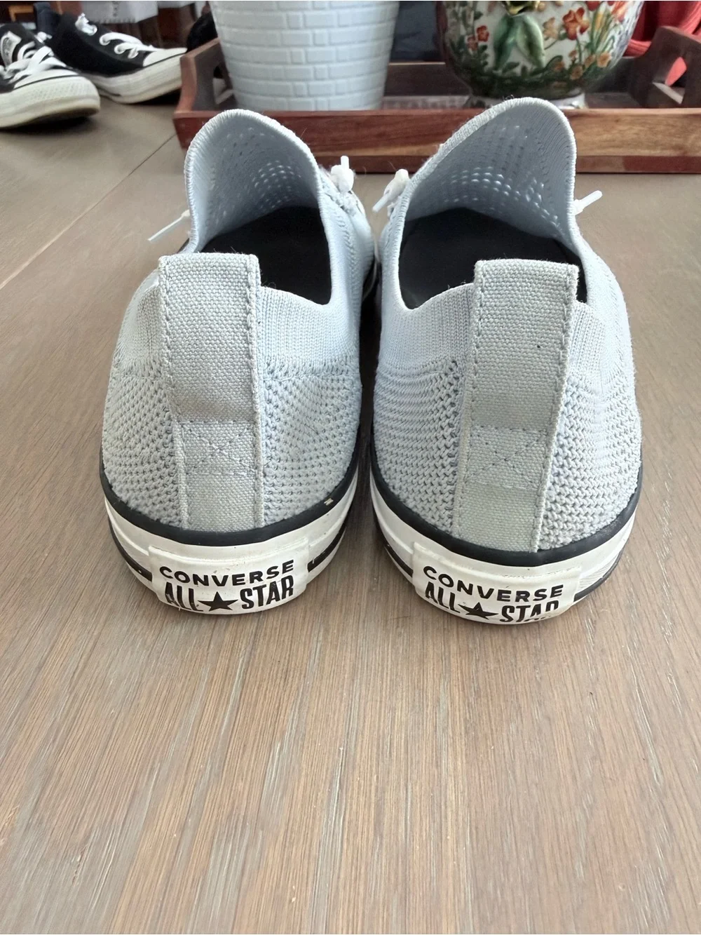 Converse Women's Light Blue Knit Slip-On Sneakers